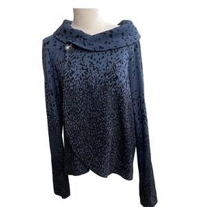 Joseph Ribkoff blue black spotted ombre turtleneck cardigan jacket ladies size 6